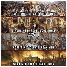 And his reply was — 'hard times create strong men, strong men create easy times. Facebook