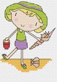 I really love playing around with images and bits of card, so i thought i would… Free Chart Seaside Girl Cross Stitch