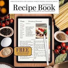 Digital Recipe Book For Ipad Goodnotes Notability Hyperlinked Portrait Meal Planner Digital Recipe Book Recipe Book Recipe Book Diy