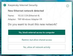 New Ethernet Network Detected Nord Vpn Tap Adapter Closed Kaspersky Community
