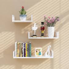 Etagère murale homdox étagère murale pr maison meuble petit en bo. Luxs Lot De 3 Etageres Murales Etagere Murale Design Blanc Pour Des Livres Cds Ou Deco Cdiscount Maison