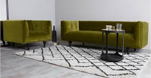 Connor Canape 3 Places Velours Vert Olive 3 Seater Sofa Olive Sofa Seater Sofa