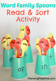 As an amazon associate i earn from qualifying purchases. Word Families Reading Activity With Spoons Planning Playtime