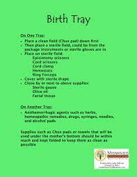 Birth Set Up Birth Tray Midwife Assistant Field Guide Midwife