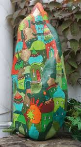 Deko Objekte Bemalter Stein Orient Marchen Stadt Ein Designerstuck Von Steine Bemalen Steine Kunstmalerei