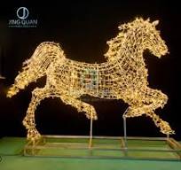 [Hot Item] Christmas Decorations 3D Motif Lights LED Acrylic Animal Horse  Sculpture for Sale Street Mall Decorations