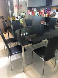 Square metal bar height outdoor dining table. Black Tempered Glass Dining Table Free 4 Chairs Furniture Home Living Furniture Tables Sets On Carousell