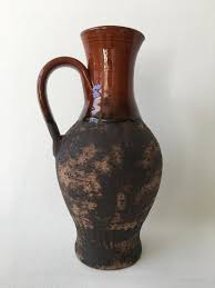 Large Swedish Pitcher Jug Vase From Szilasi Keramik Visby Vintage Elegant Half Glazed Stoneware Rustic Shabby Chic Country Style Ceramic Scandinavian Ceramic Rustic Shabby Chic Beautiful Vase