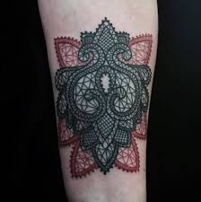 From a colorful butterfly to adorable hearts to feminine designs, there are many beautiful tattoo ideas to consider for your forearm. Lace Style Black And Red Tattoo On The Left Inner