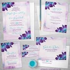 Tie Dye Or Blue Bom Dendrobium Orchid Wedding Invitation Set Purple And Tu Orchid Wedding Invitations Purple Wedding Invitations Turquoise Wedding Invitations