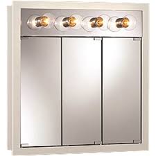 Browse our selection of medicine cabinets to add extra storage to your bathroom with style! Jensen Part 755371 Jensen 30 In X 30 In Triview Medicine Cabinet White Lighted Medicine Cabinets Home Depot Pro