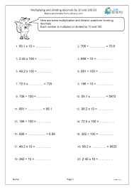 The worksheets are randomly generated, so you can get a new, different one just by refreshing the page in your browser (f5). Multiplying And Dividing Decimals By 10 And 100 3 Fraction And Decimal Worksheets For Year 5 Age 9 10 By Urbrainy Com