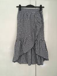 Black And White Gingham Midi Skirt Mango Gingham Check Ruffle Midi Black White Skirt Xs 6 8 Black And White Skirt Skirts Clothes For Women