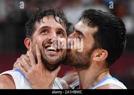 Beijing, China. 13th Sep, 2019. Facundo Campazzo (R) of Argentina ...