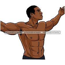 Strong Black Man Body Builder Muscles Six Pack Arms Spread Out - Etsy