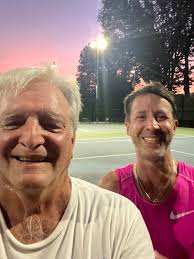 Older player beating younger opponent in tennis