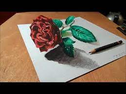 Check this guide and see how this stemmed rose can be sketched. How To Draw Rose Drawing 3d Rose On Paper Trick Art Illusion Youtube