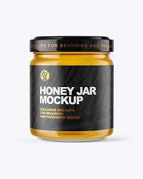 Download Clear Glass Jar With Honey Mockup In Jar Mockups On Yellow Images Object Mockups PSD Mockup Templates