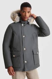 Men S Arctic Anorak With Removable Fur Grey Woolrich