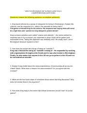 Letter From Birmingham Jail Comprehension Questions And Sopastone Docx U201cletter From Birmingham Jail U201d By Martin Luther King Jr Comprehension Course Hero