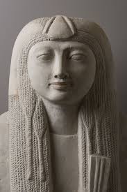Detail of an unfinished limestone statue inscribed for an elite woman from  Memphis named Hel. The sculpture dates from the earlier part of the  Ramesside period, most likely within the reign of
