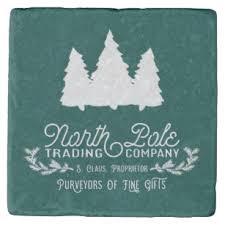North Pole Trading Company Christmas Typography Stone Coaster
