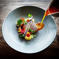 Woku Belanga Crispy Skin Seared Salmom L Manadonese Spiced Broth Kemangi Infused Woku L Whipped Creamy Potato L Burnt Vegetab Krauterkuche Essen Gourmet