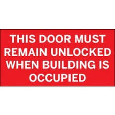 Do not block driveway sign printed on more durable, thicker, longer lasting styrene plastic This Door Must Remain Unlocked When Building Is