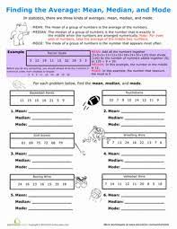 Finding The Average Mean Median And Mode Worksheet Education Com Sixth Grade Math Math Workbook Mean Median And Mode