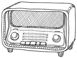 Vintage Style Radio In Sketch Style Drawing Black And White Black And White Sketches Black And White Radio Drawing