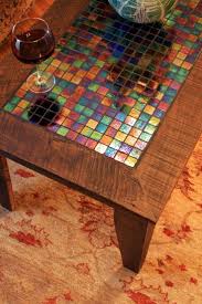 Replace Beveled Glass Ends With Irridescent Glass Tiles Mosaic Mosaic Coffee Table Large Coffee Tables