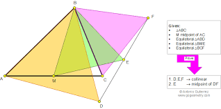 Geometry Problem 869 Triangle Median Three Equilateral Triangles Collinear Points Midpoint Teachin Mathematics Education Education Math Geometry Problems