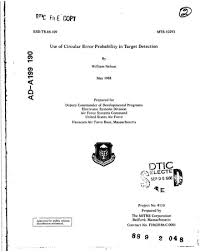 DTIC ADA199190: Use of Circular Error Probability in Target Detection :  Defense Technical Information Center : Free Download, Borrow, and Streaming  : Internet Archive