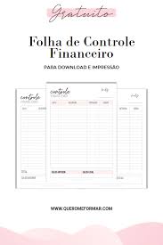 Folha de pagamento para empresas com mais de 200 colaboradores. Blog Quero Me Formar Organizacao Financas Folha De Controle Financeiro Gratuita Para Download E Impressao 3 Modelos