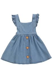 Ruffle Backless Denim Dress Em 2020 Vestidos Infantis Modelo De Vestido Infantil Moda Infantil