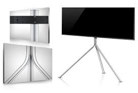A Sleeker And Lighter Look With Tripod Design Tv Floor Stand Tv Stand Expensive Furniture