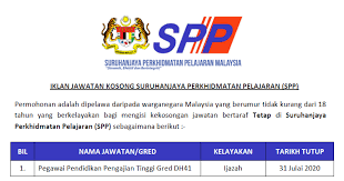 Iklan penuh jawatan pegawai pendidikan pengajian tinggi. Permohonan Jawatan Kosong Di Suruhanjaya Perkhidmatan Pelajaran Malaysia Spp