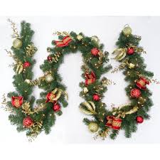 Home Accents Holiday 12 Ft Pre Lit Led New Plaza Artificial Garland With 100 Warm White Lights Chzh17616100thn The Home Depot Artificial Garland Light Garland Artificial Christmas Wreaths