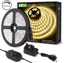 5m Dimmable Led Strip Light Kit Warm White Dimmer And Power Adapter Included Lepro