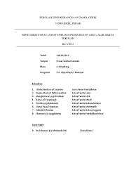 Contoh minit mesyuarat dapat dirujuk seperti dalam gambar berikut: Contoh Minit Mesyuarat Laporan Aset Sekolah Kali 3 2012