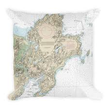 Cape Ann Premium Polyester Nautical Chart Throw Pillow