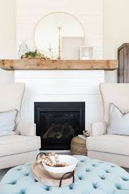It makes sense that in order to create a cozy living room, you must make sure your fireplace is a main focal point. White Shiplap Fireplace With Wood Mantel Home Fireplace White Shiplap Fireplace Family Room