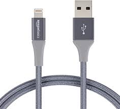 Amazon Com Amazonbasics Double Braided Nylon Lightning To Usb Cable Advanced Collection Mfi Certified Apple Iphone Charger Dark Gray 3 Foot