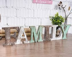 Free shipping on orders over $25 shipped by amazon. Amazon Com Wood Family Signs Wall Decor Decorative Wooden Blocks Rustic Letters Cutout Farmhouse Home Decor Multicolor Bedroom Kitchen Living Room Table Centerpiece Words Freestanding With Double Sided Tape Everything Else