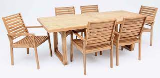 Linear Charlie 7 Piece Teak Dining Set Outdoor Furniture Sets Quality Outdoor Furniture Outdoor Furniture