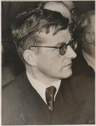 Shostakovich during a press conference at the Cultural and Scientific  Conference