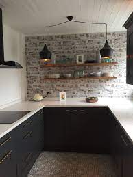 These wallpapers are durable and washable making them a perfect choice. The Kitchen Is Finished After Months Of Sweat And Tears My Dream Kitchen Has Come True Carbon Grey Cabinets W Brick Wallpaper Kitchen Dream Kitchen Kitchen