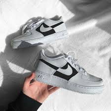 Custom Black And White Air Forces Nike Air Force 1 Black And White The Custom Movement In 2020 Nike Air Force Black Nike Shoes Air Force Black Nike Shoes
