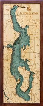 Lake Washington 3 D Nautical Wood Chart 13 5 X 31