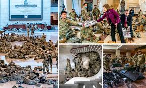 Thousands of national guardsmen were forced to vacate congressional grounds on thursday and are now taking their rest breaks outside and in nearby parking garages, after two weeks of sleepless nights protecting the nation's capital in the wake of the violent jan. Inauguration Day 2021 National Guard Troops Sleep On Congress Floor Daily Mail Online